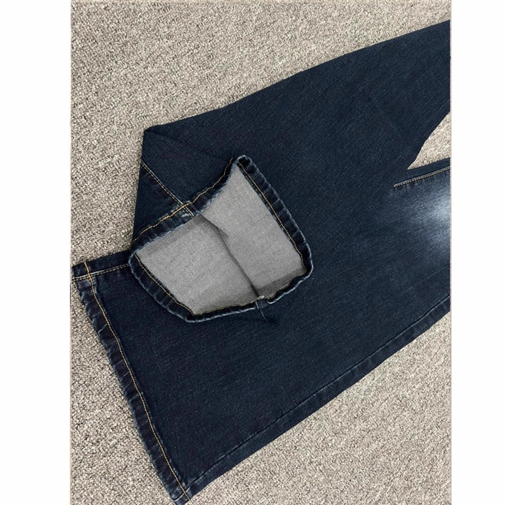 Dark Blue Flared Denim Jeans with High Waist for Women - Irene