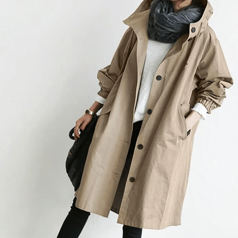 Women's Oversized Mid-Length Windbreaker Jacket | Hooded