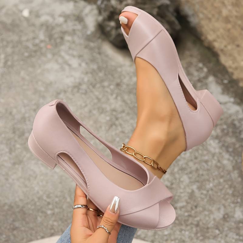 Women's Peep Toe Low Block Heel Sandals | Slip-On