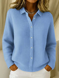 Women's Collared Button-Down Knit Cardigan | Long Sleeve