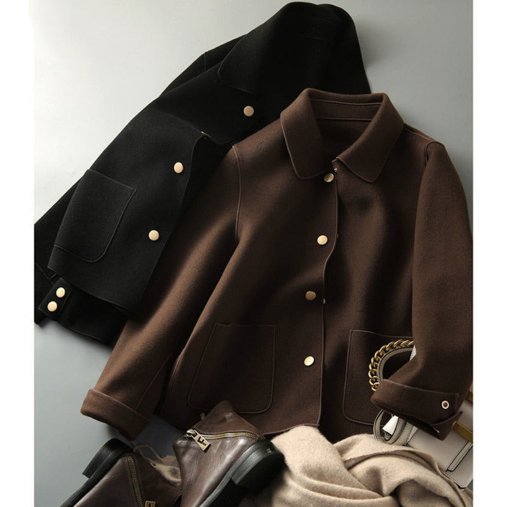 Button Up Short Jacket with Pockets for Women - Daniela
