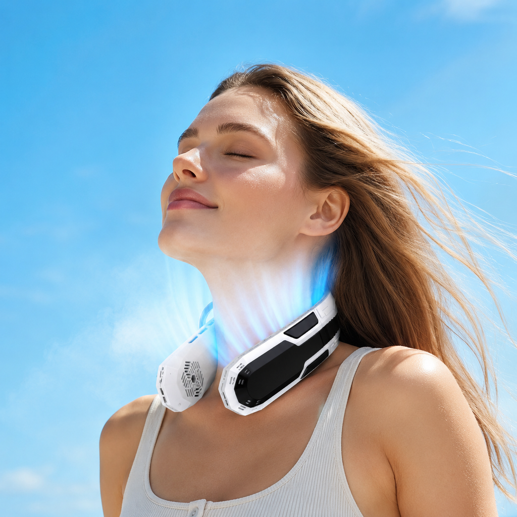 Portable Rechargeable Bladeless Neck Fan for Outdoor Activities