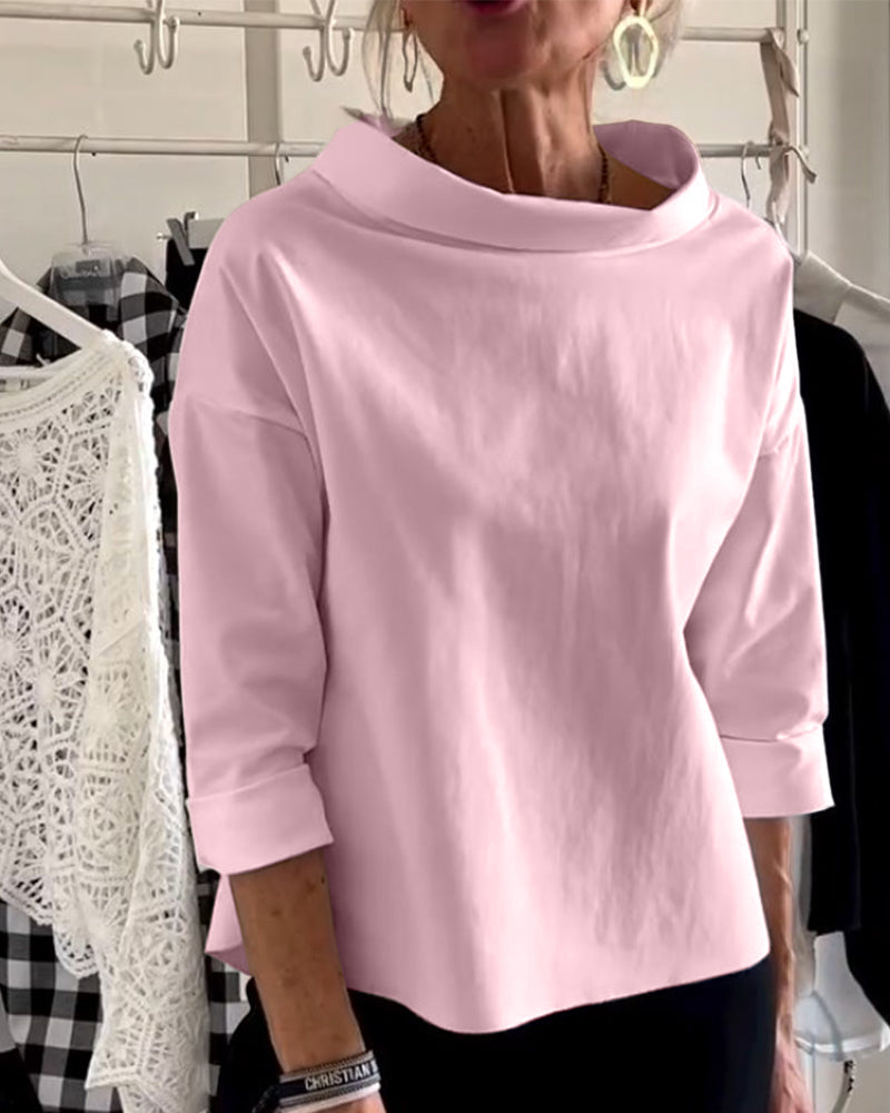 Casual Waterfall Neck Blouse for Women | 3/4 Sleeves