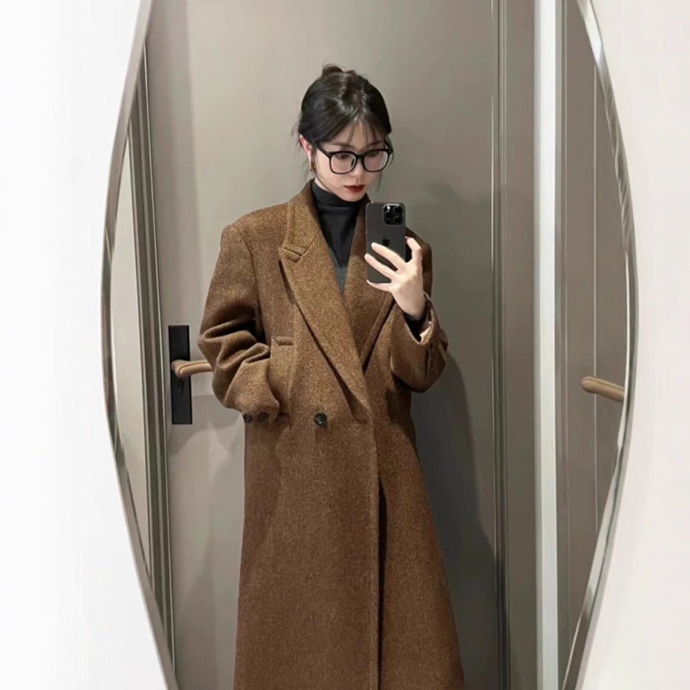 Longline Coat with Button Closure for Women - Rita