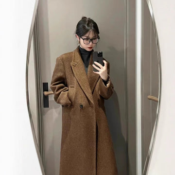 Longline Coat with Button Closure for Women - Rita