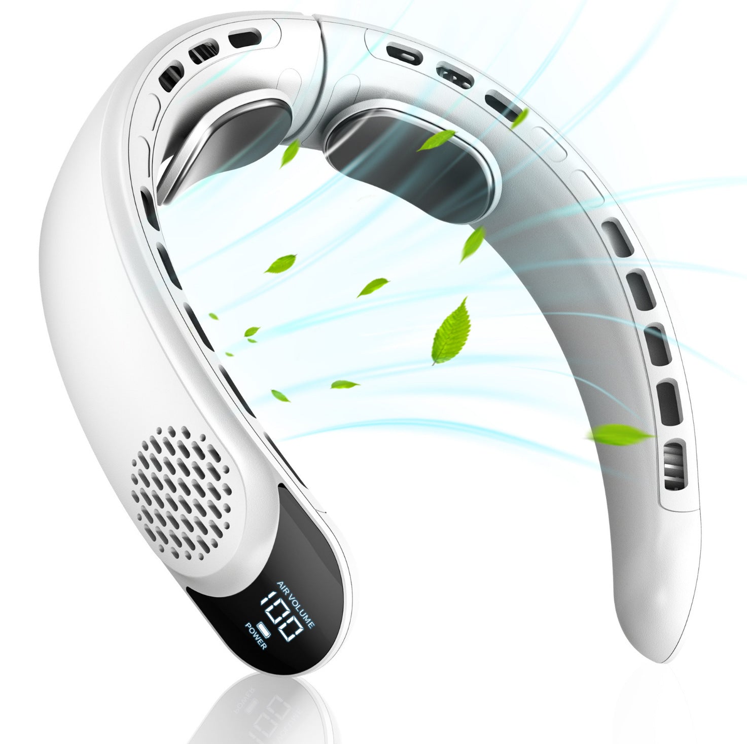 Portable Rechargeable Neck Fan with Digital Display for Cooling