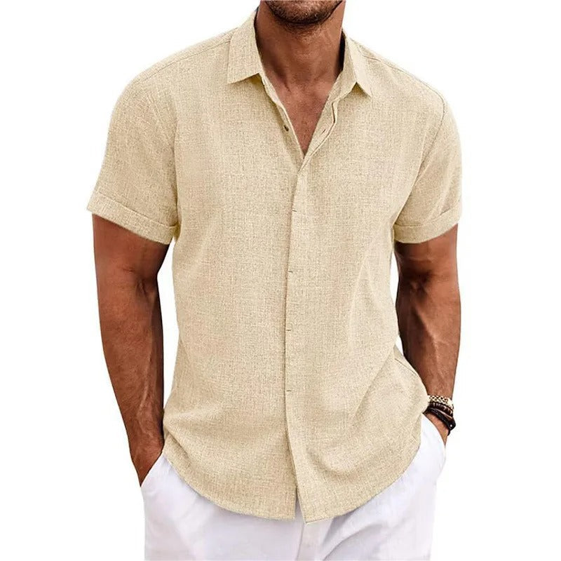 Men's Short Sleeve Beach Polo Shirt with Button Closure