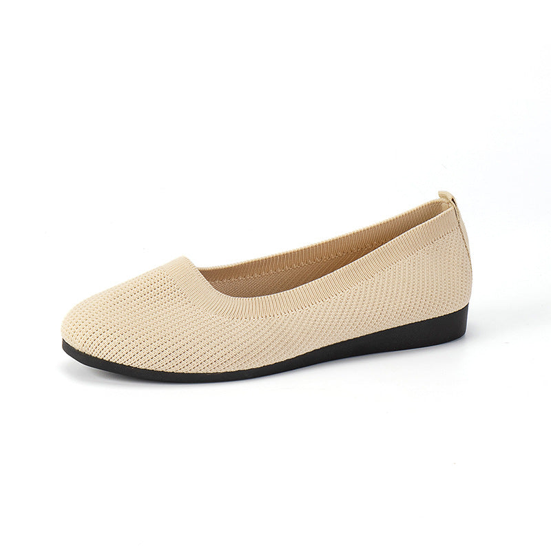 Women's Round Toe Knit Ballet Flats | Slip-On