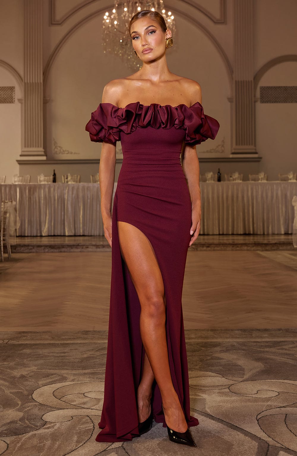 Noa Maxi Dress-Cherry Lacquer