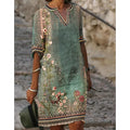 Women's Vintage V-Neck Mini Dress