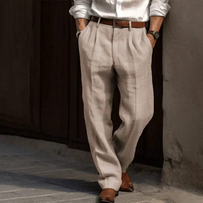Men's Straight Leg Casual Linen Pants