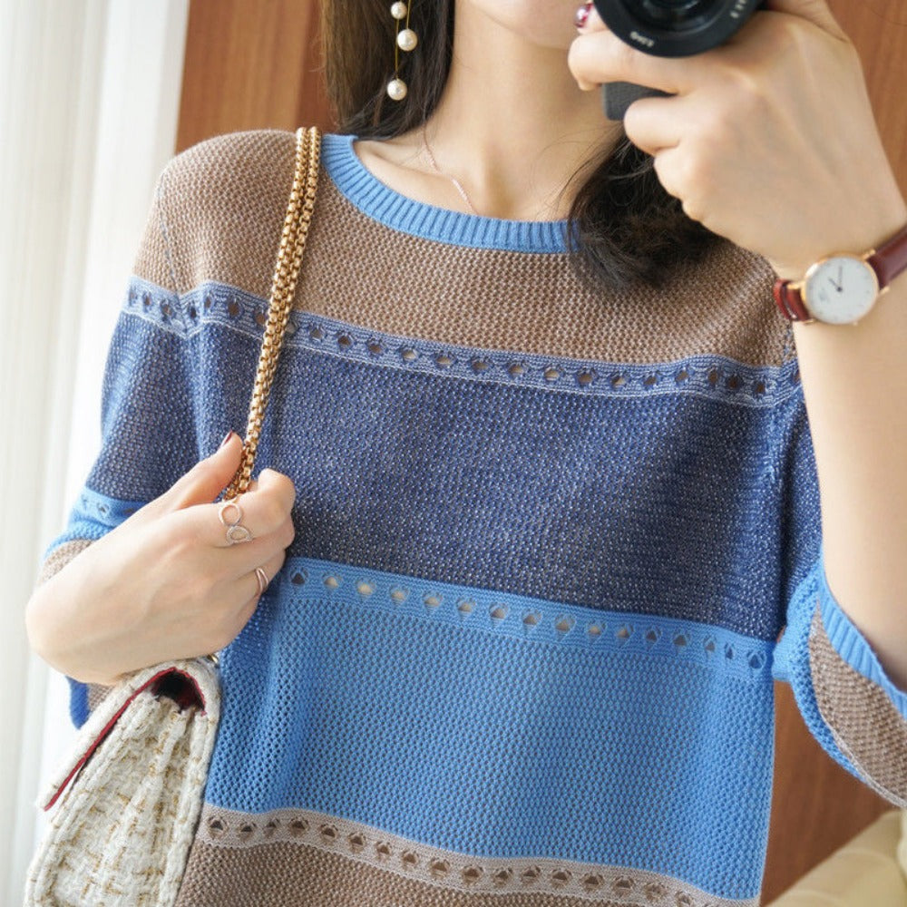 Color Block Knit Sweater for Women - Alfonsina