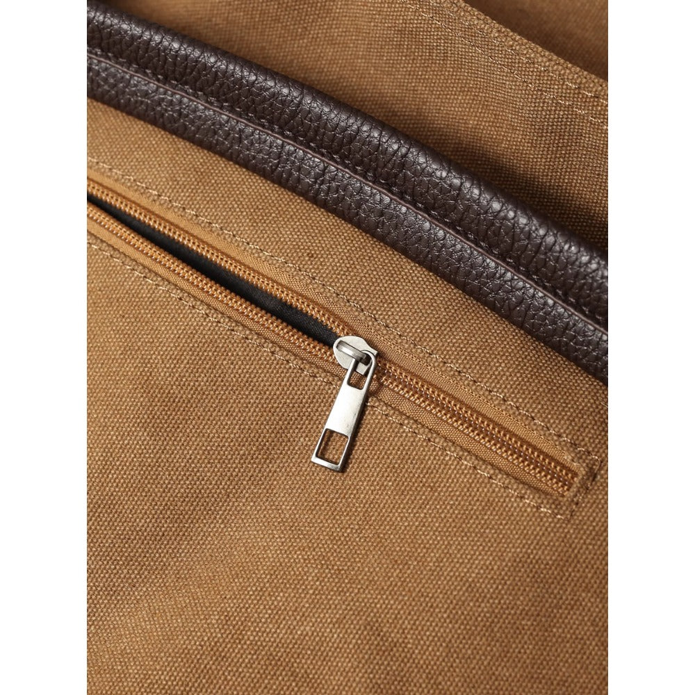 Brown Canvas Shoulder Tote Bag with Handles for Women - Viola