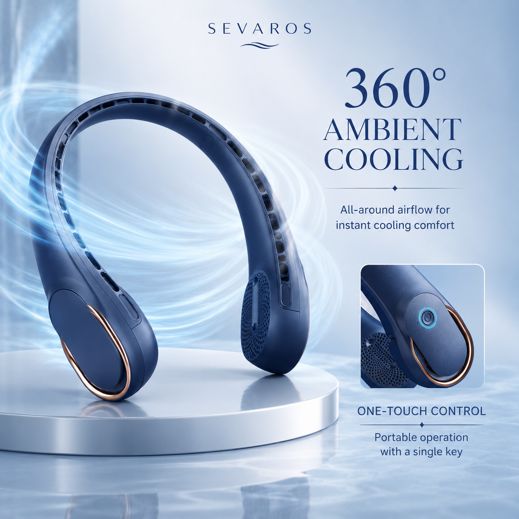 Portable Rechargeable 4000mAh Hands-Free Neck Fan for Personal Cooling on the Go
