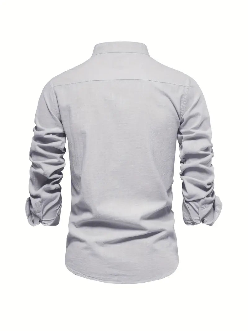 Men's Long Sleeve Stand Collar Casual Shirt