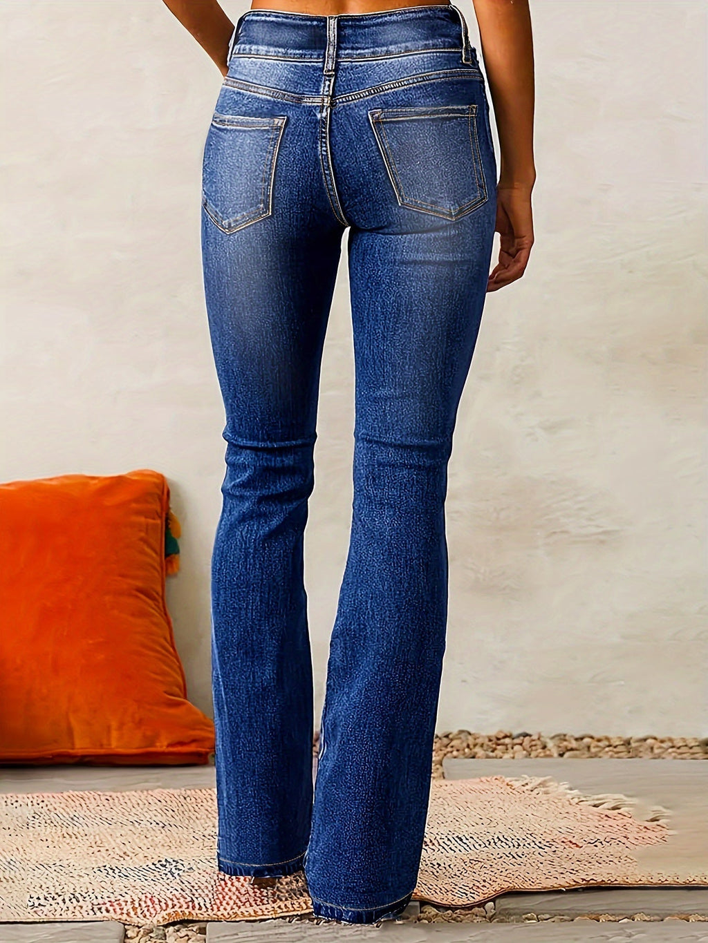 High-Waisted Flared Jeans for Women | Double Button Closure