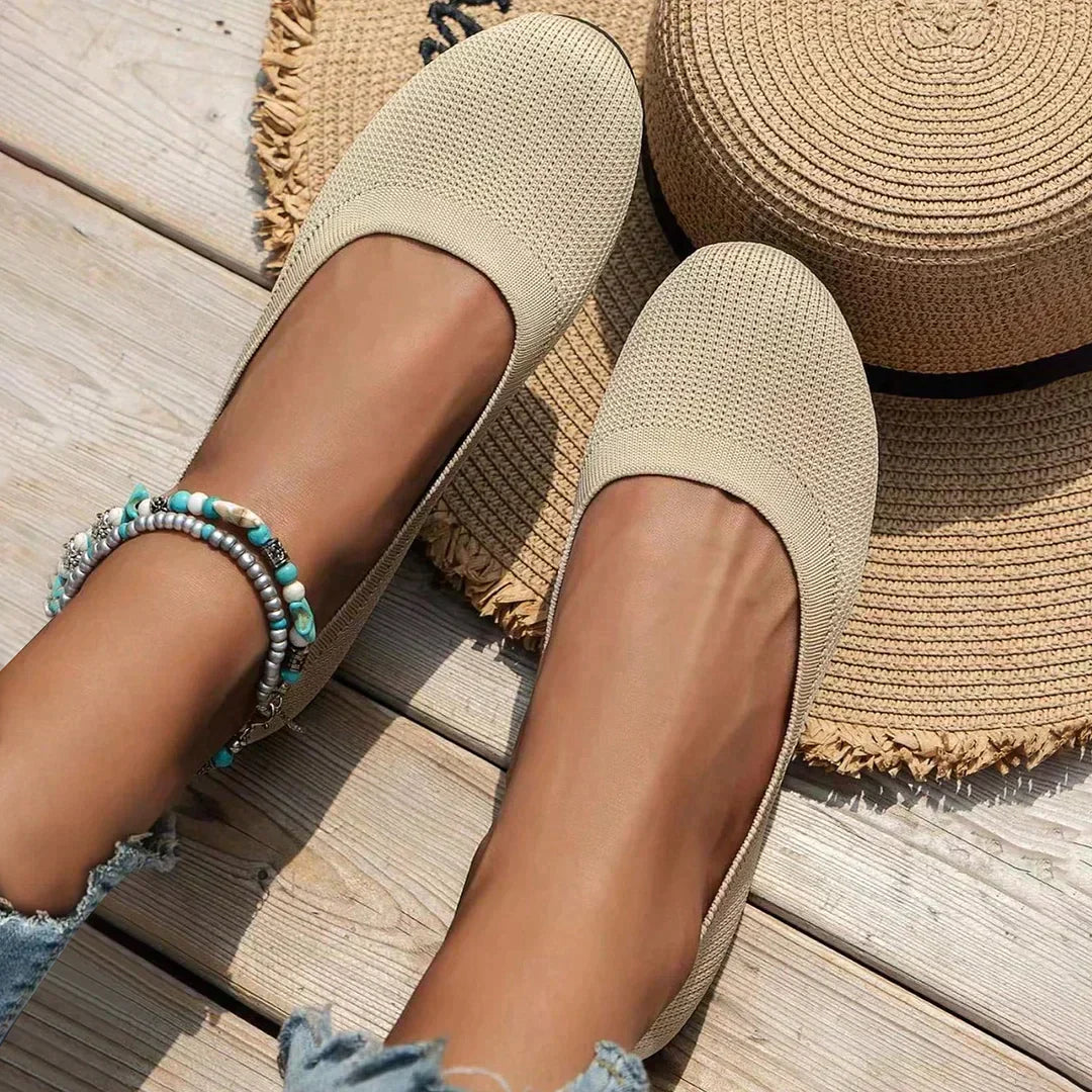 Women's Round Toe Knit Ballet Flats | Slip-On