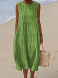 Women's Sleeveless Summer Midi Dress | with Pockets