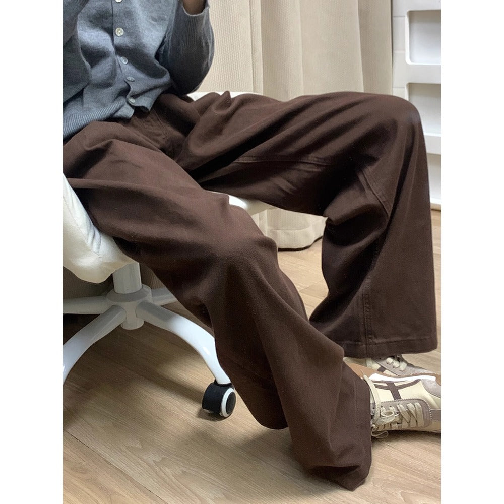 Brown Wide Leg Pants with Loose Fit for Women - Serena