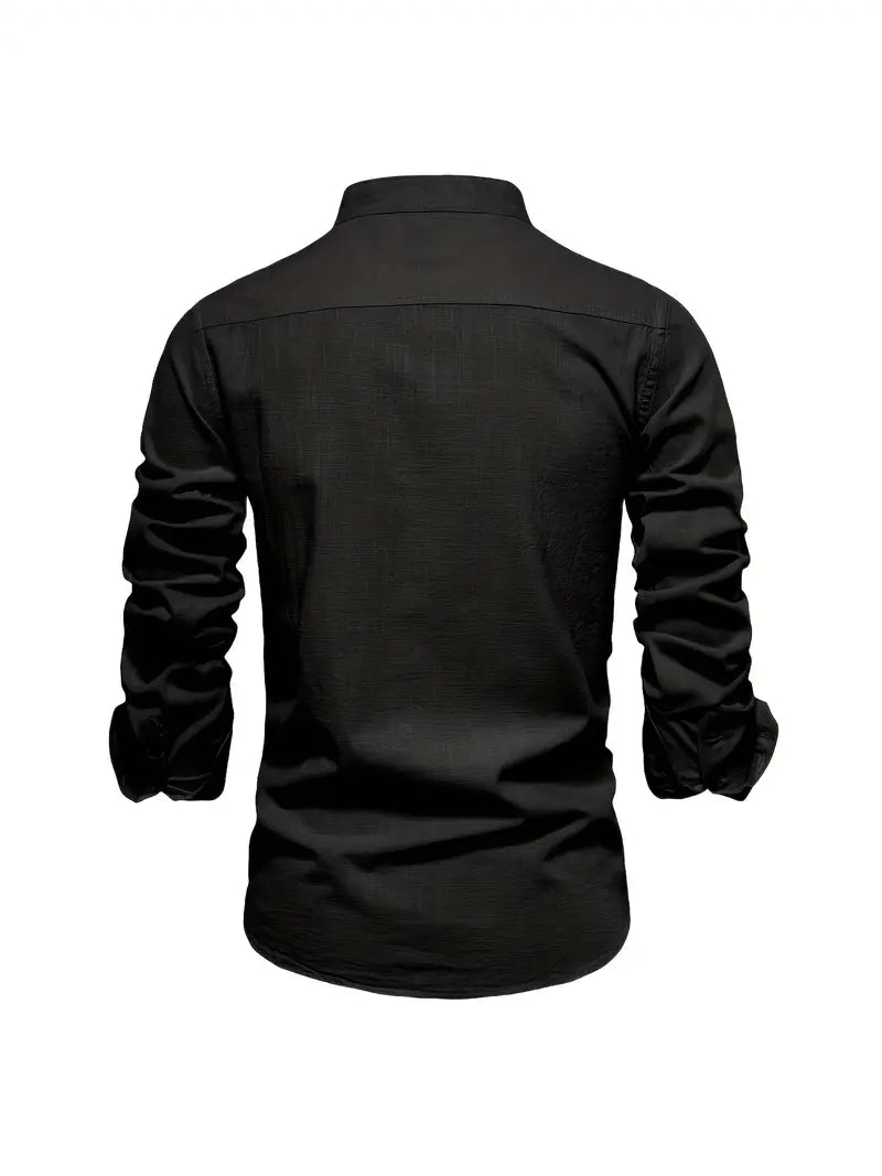 Men's Long Sleeve Stand Collar Casual Shirt