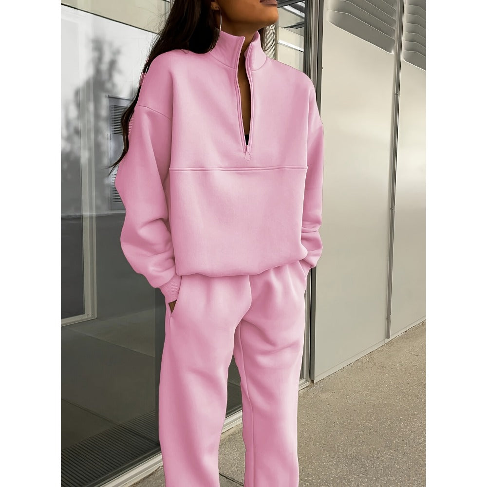 Half Zip Sweatshirt and Jogger Set for Women - Stefania