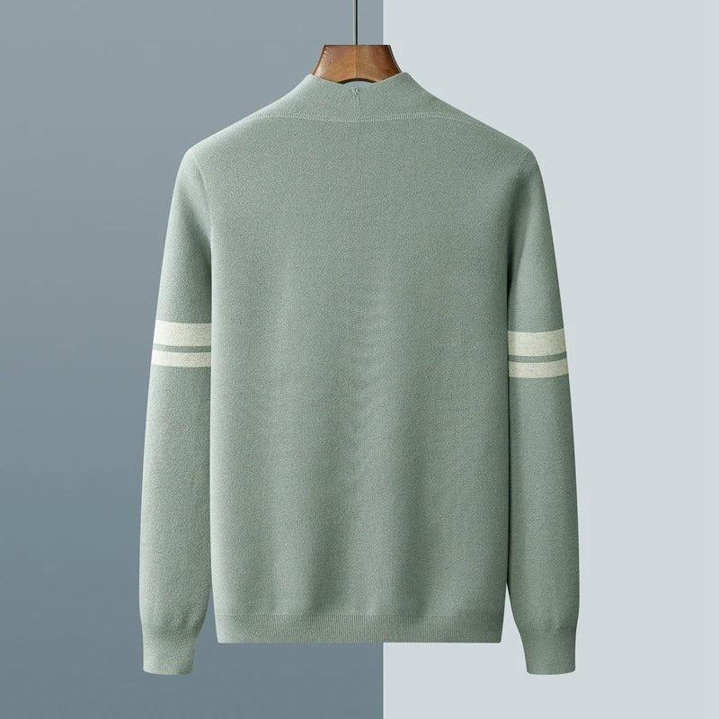 Men's Slim-Fit Button-Front Cardigan | with Striped Sleeve