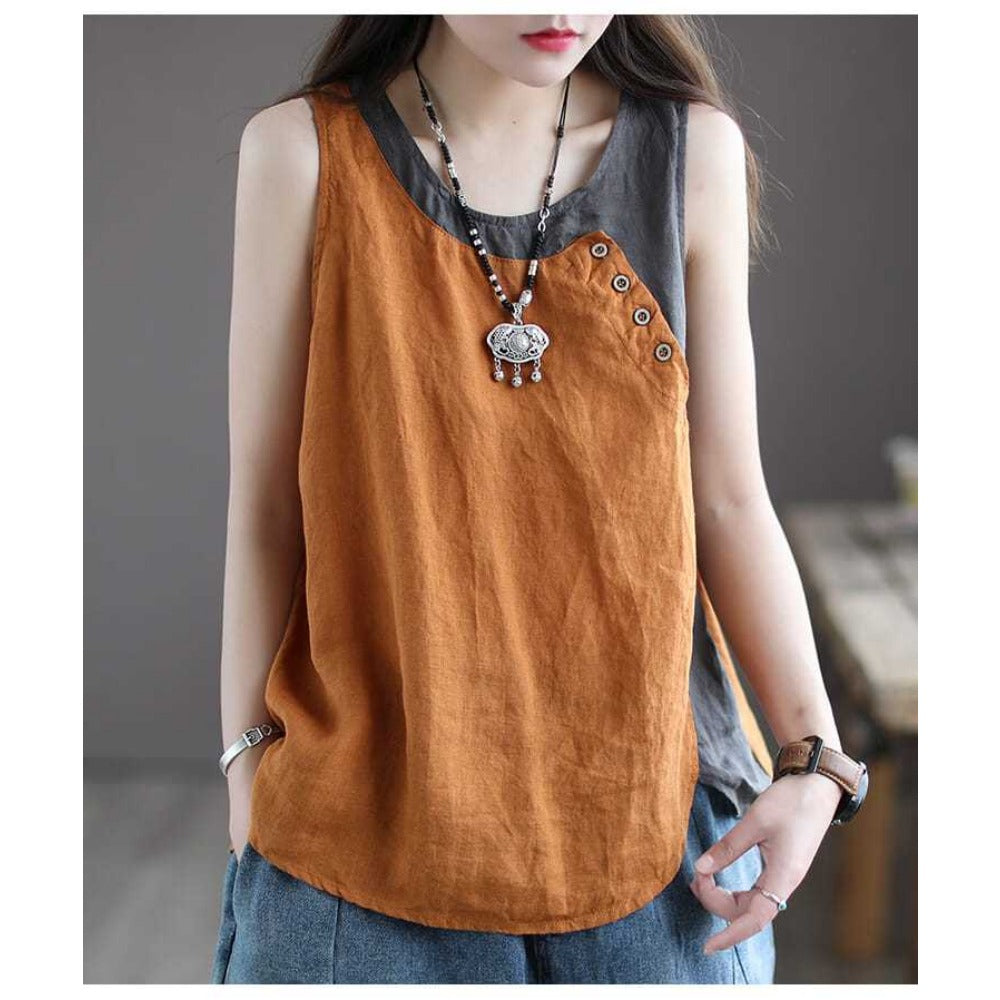 Sleeveless Button Detail Tank Top for Women - Lea