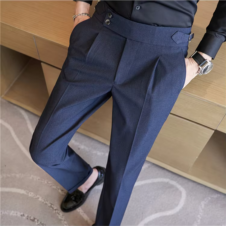 Men's Slim Fit Pleated Formal Pants | High Waisted