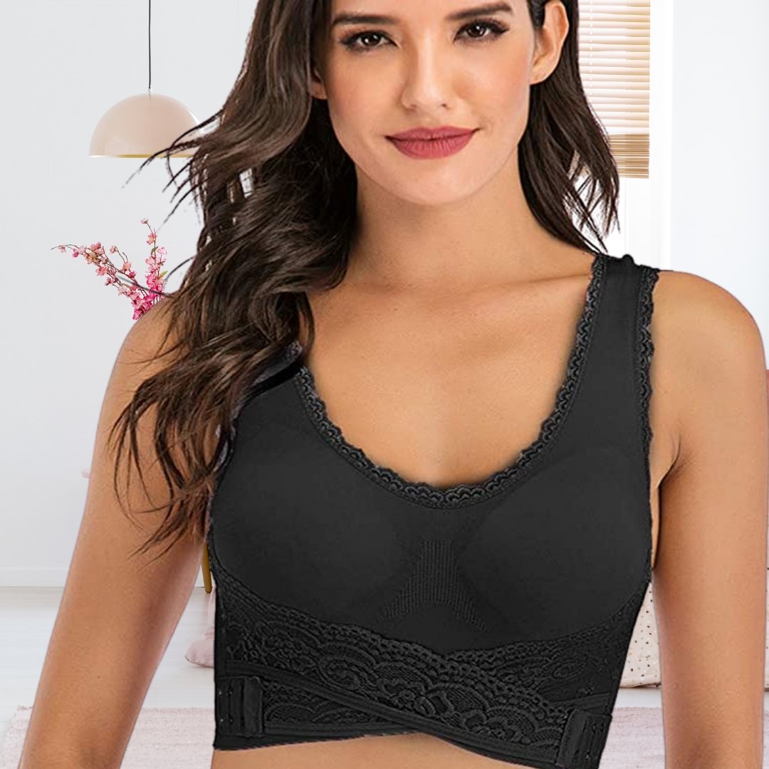 Women's Wireless Sports Bra with Crossed Front Closure