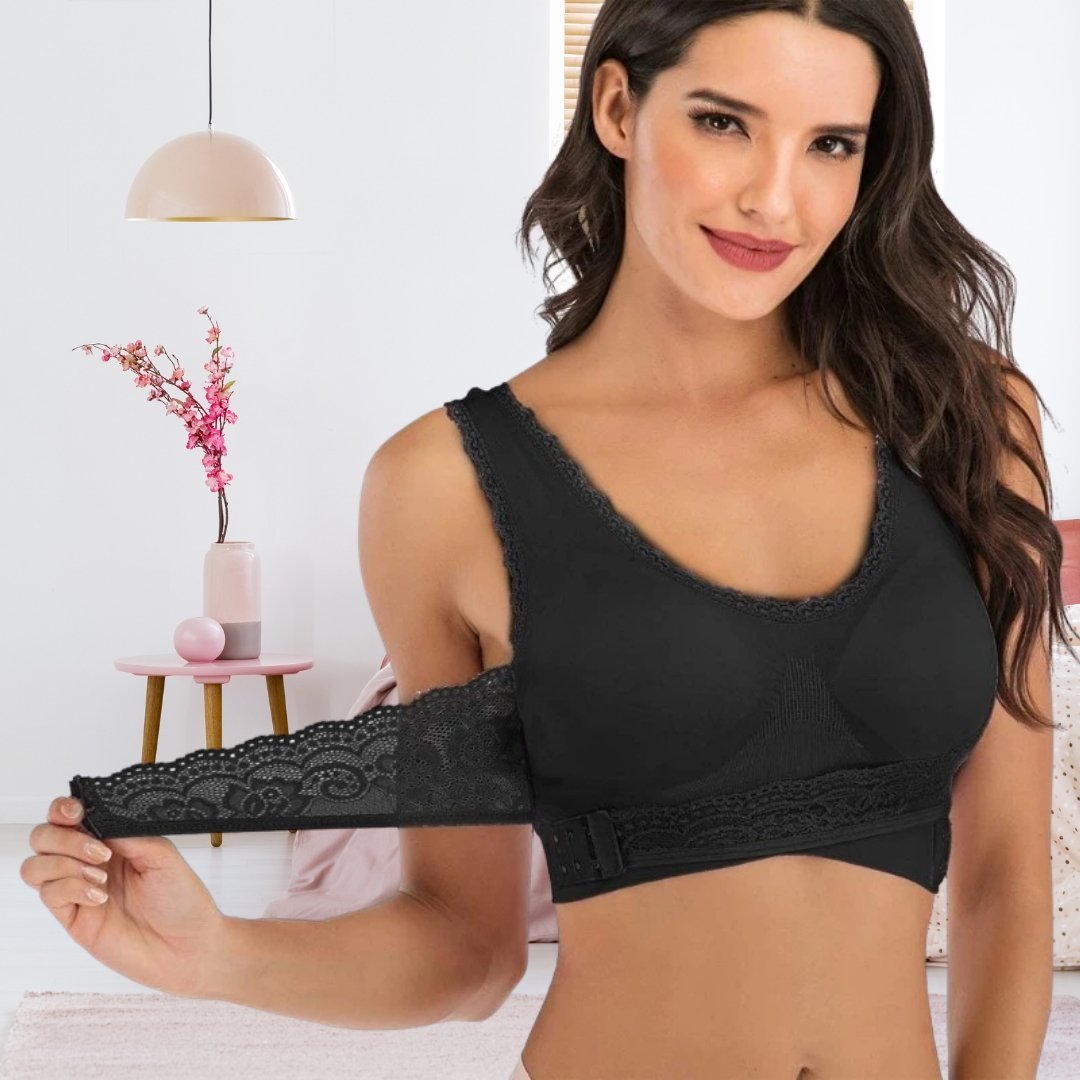 Women's Wireless Sports Bra with Crossed Front Closure