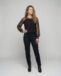 Women's Elegant Black Long Sleeve Blouse