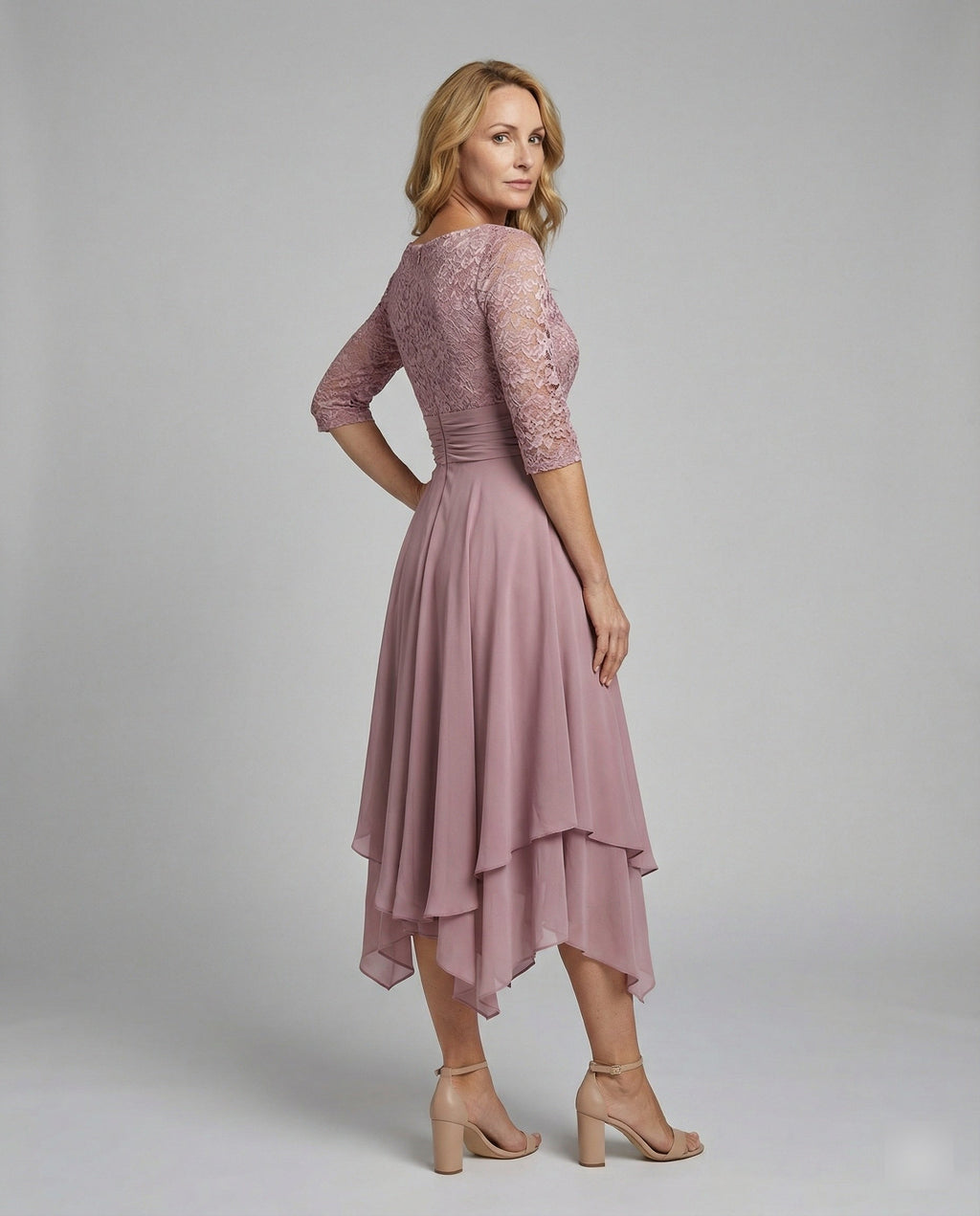 3/4 Sleeve Women's Midi Evening Dress