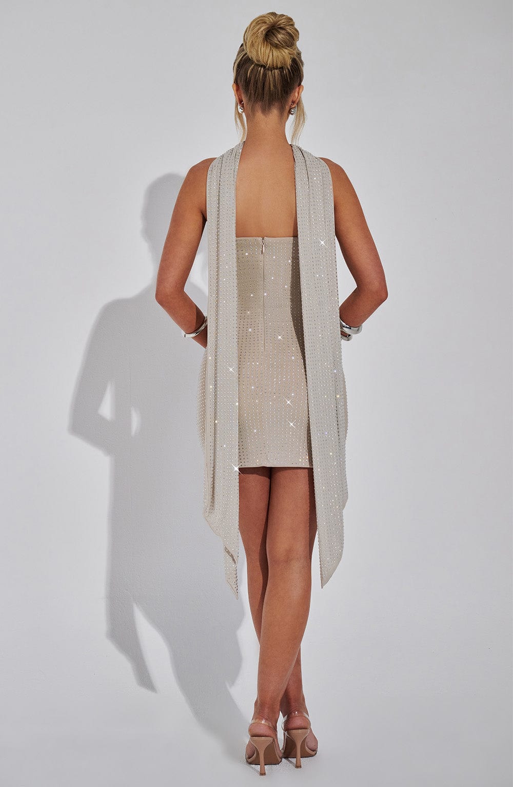 Ashley Mini Dress - Silver/Nude