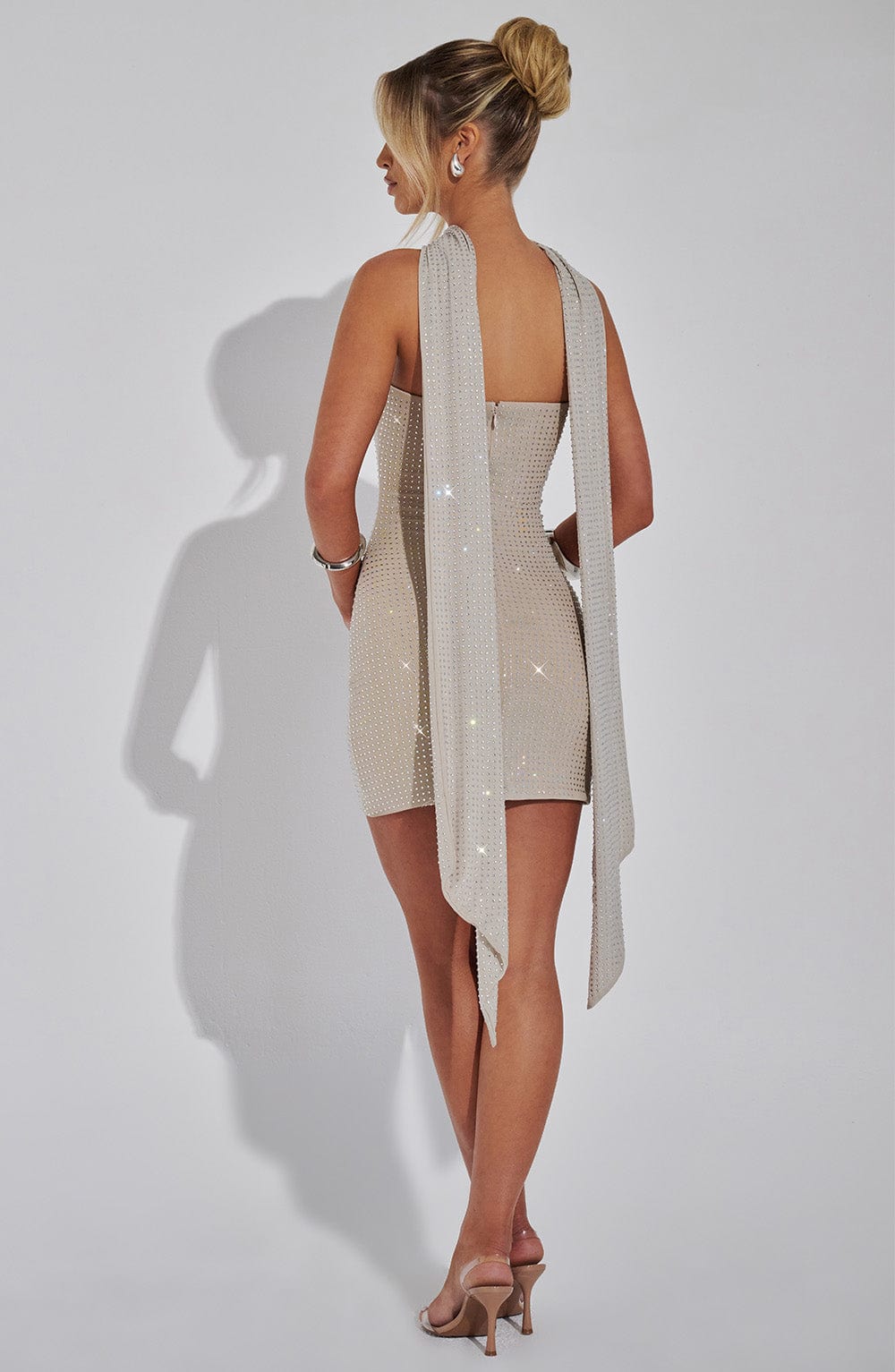 Ashley Mini Dress - Silver/Nude