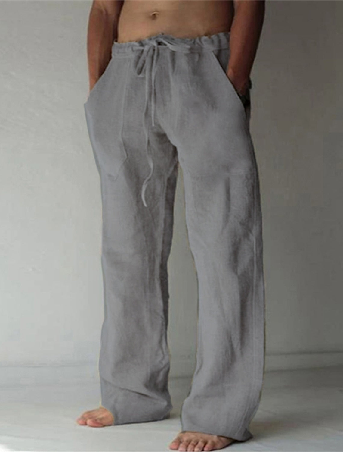 Men's Lightweight Linen Drawstring Pants for Summer