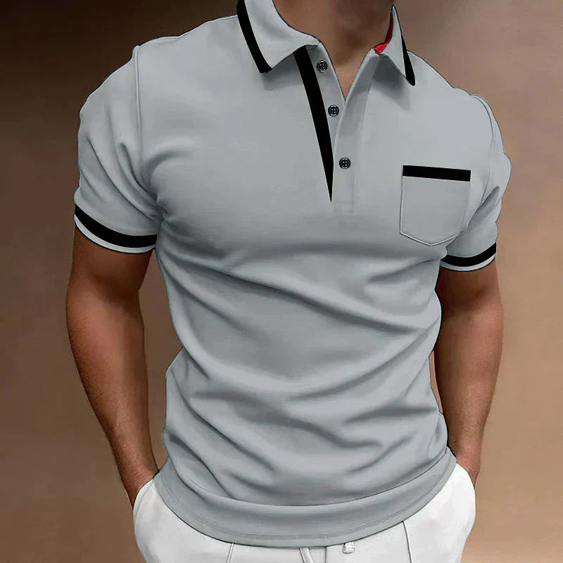 Men's Short Sleeve Golf Polo Shirt with Chest Pocket