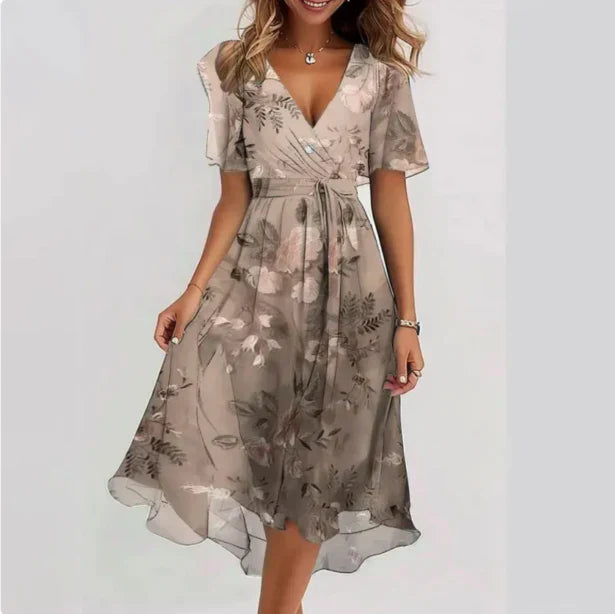 Floral Midi Dress for Women | Short Sleeve Summer Style