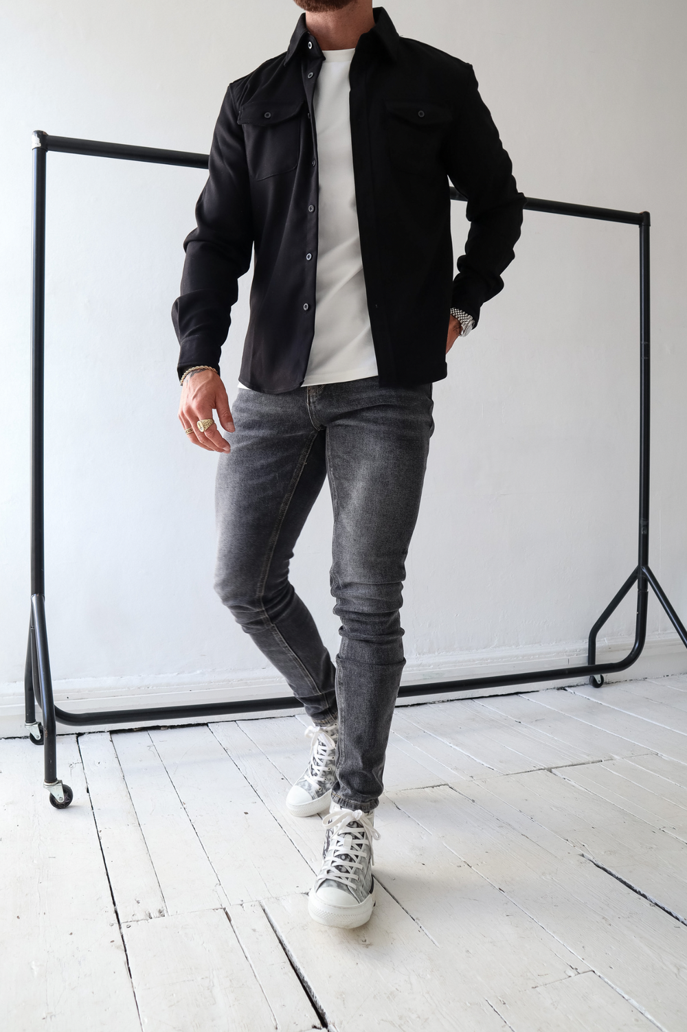 Men's Casual Long Sleeve Overshirt | with Chest Pockets