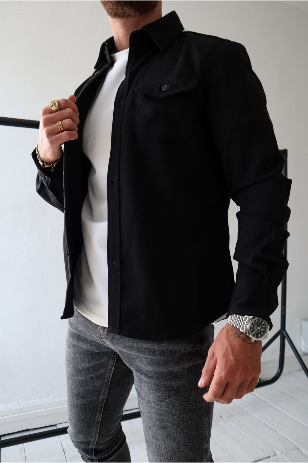 Men's Casual Long Sleeve Overshirt | with Chest Pockets