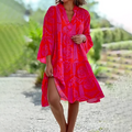 Women's Midi V-Neck Beach Dress