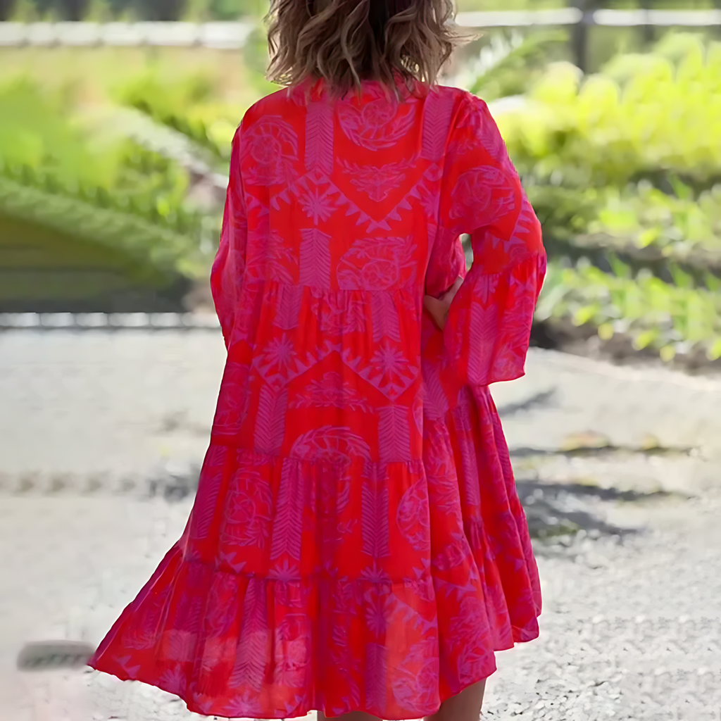 Women's Midi V-Neck Beach Dress