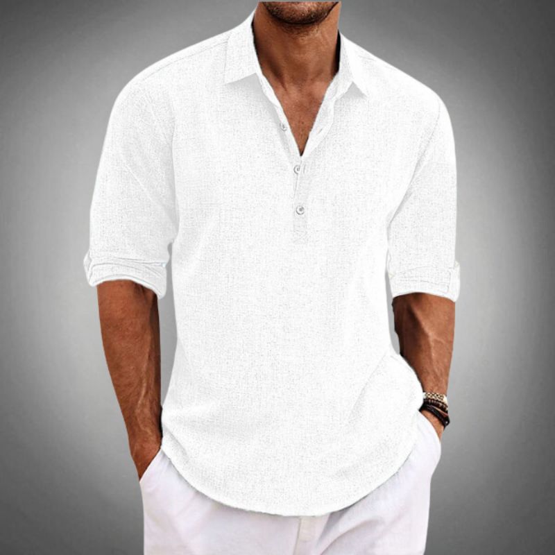 Men's Casual Summer Beach Shirt | with 3/4 Roll-Up Sleeves