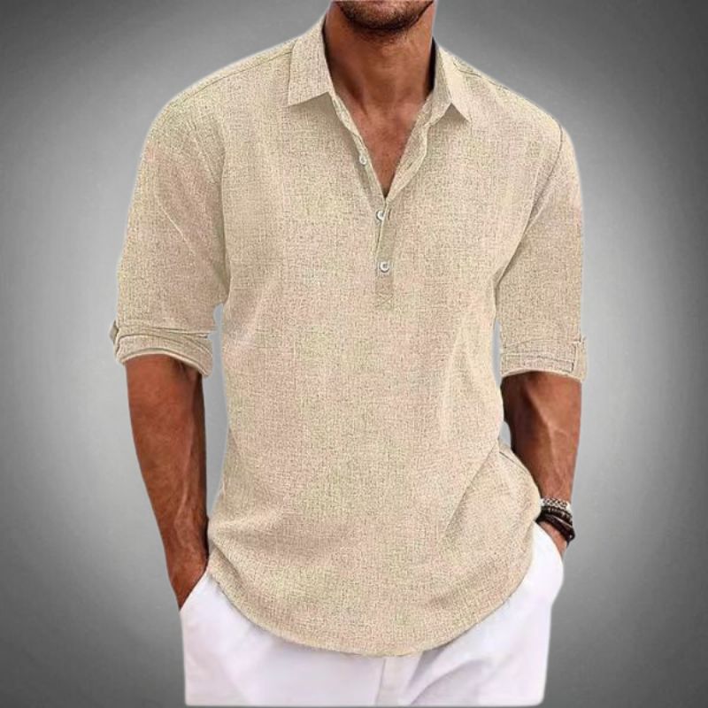 Men's Casual Summer Beach Shirt | with 3/4 Roll-Up Sleeves
