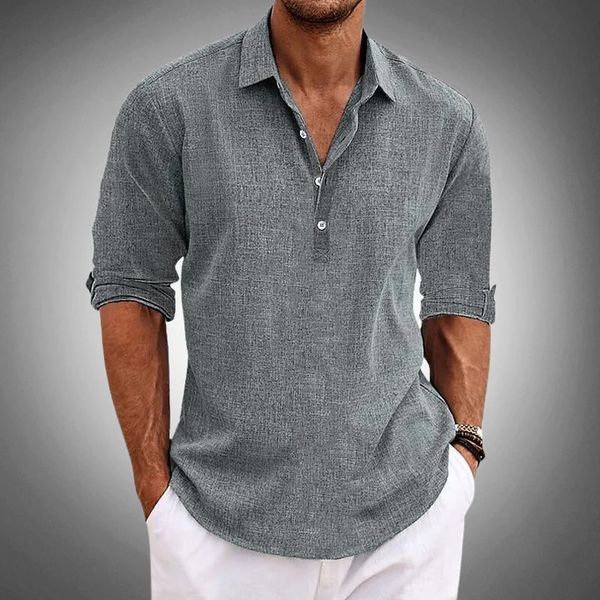 Men's Casual Summer Beach Shirt | with 3/4 Roll-Up Sleeves