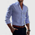 Men's Casual Long Sleeve Striped Shirt