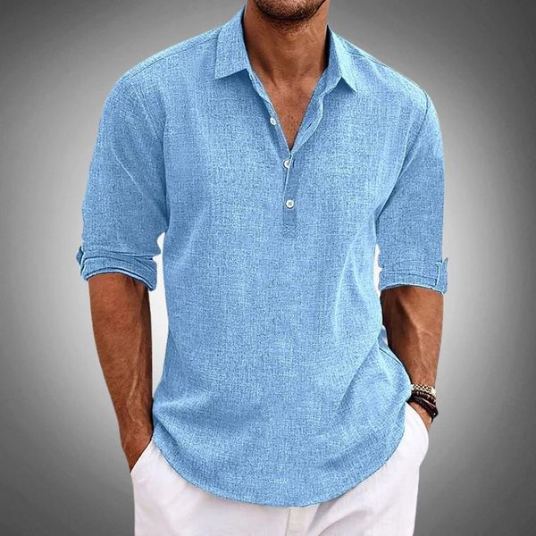 Men's Casual Summer Beach Shirt | with 3/4 Roll-Up Sleeves