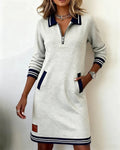 Women's Half-Zip Polo Sweater Dress | Long Sleeve
