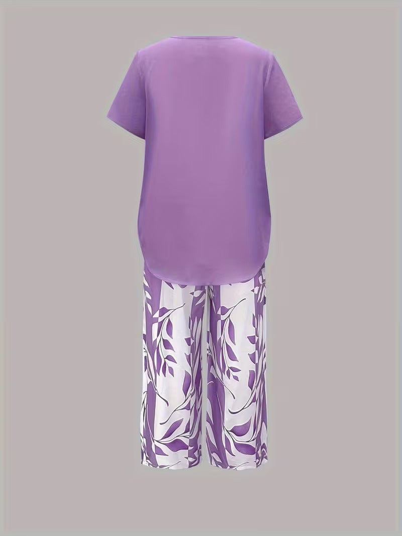 Women's Summer Layered Top and Wide-Leg Pants | 2-Piece Set