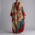 Women's Bohemian Floral Print Maxi Dress | Batwing Sleeve