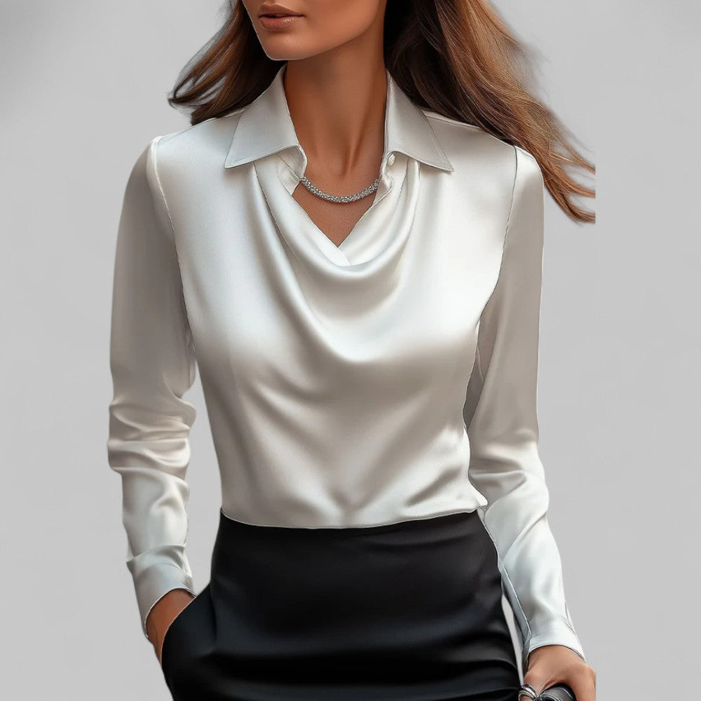 Women's Long Sleeve Waterfall Neck Blouse